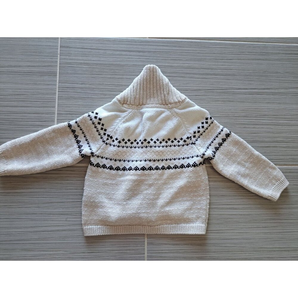 Janie & Jack Baby Cardigan Shawl Sweater 12-18 Mo Beige Nordic Cotton Blend - Picture 9 of 10